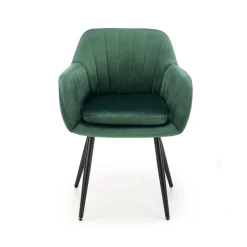 Sedia sala da pranzo con braccioli in tessuto velluto verde scuro Slash