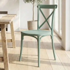 Sedia sala da pranzo impilabile moderna in polipropilene verde acqua Sofia