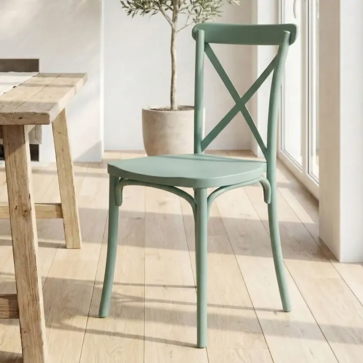 Sedia sala da pranzo impilabile moderna in polipropilene verde acqua Sofia