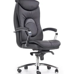 Sedia ufficio con ruote e braccioli imbottita in ecopelle nero Serafino