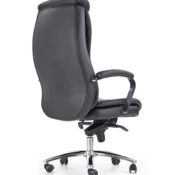 Sedia ufficio con ruote e braccioli imbottita in ecopelle nero Serafino
