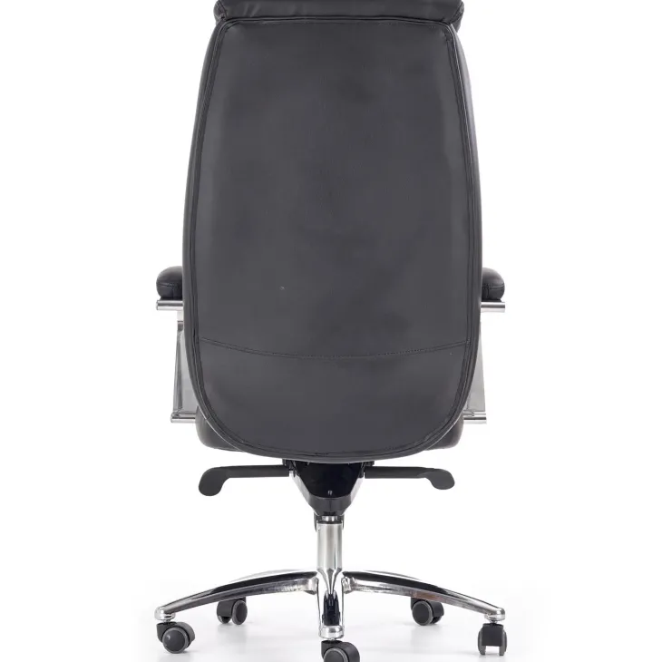 Sedia ufficio con ruote e braccioli imbottita in ecopelle nero Serafino
