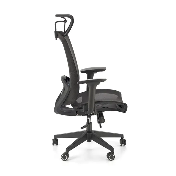 Sedia ufficio regolabile con ruote in tessuto nero Bonito