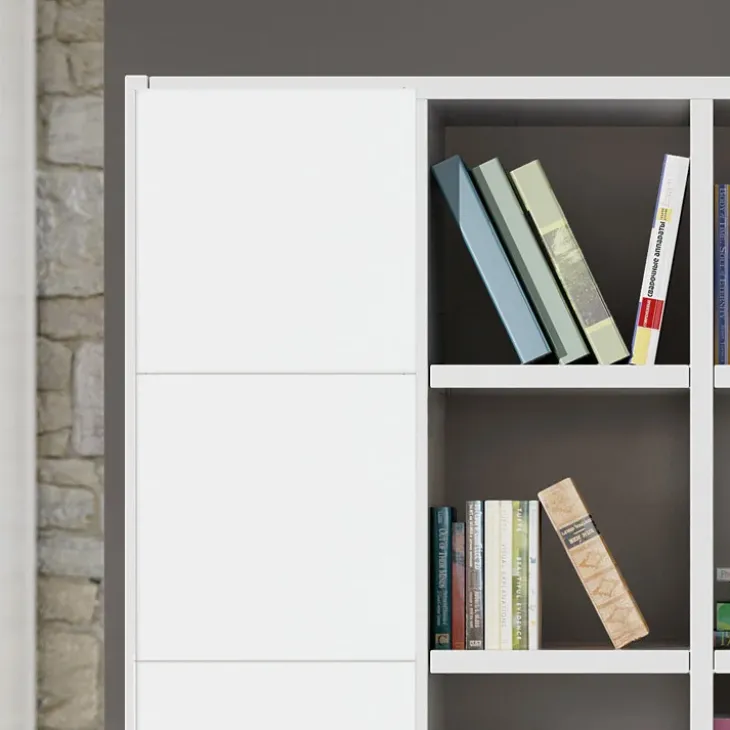 Set 2 antine 41x41cm bianco frassinato per libreria e parete attrezzata Kubic