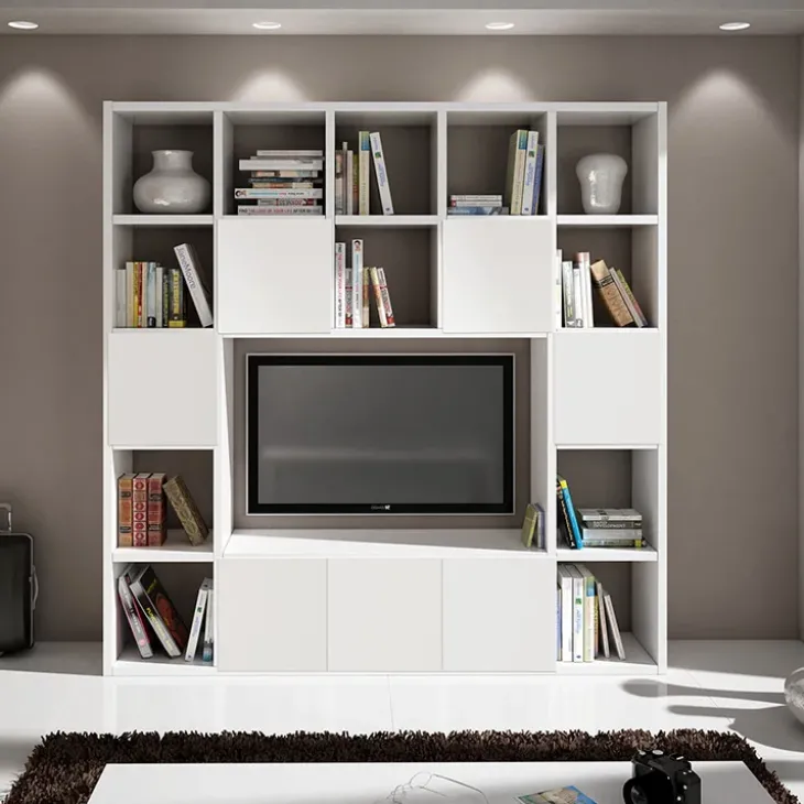 Set 2 antine 41x41cm bianco frassinato per libreria e parete attrezzata Kubic