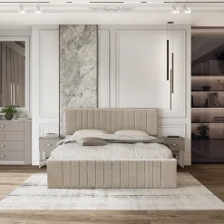 Set 2 comodini moderni 40x59h cm 1 cassetto beige Emporio