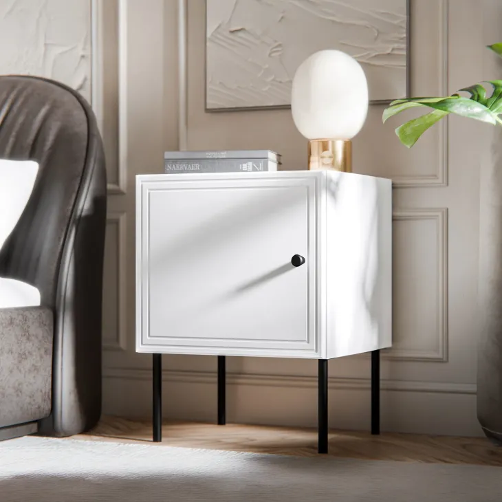 Set 2 comodini 45x59h cm 1 anta bianco opaco Stark