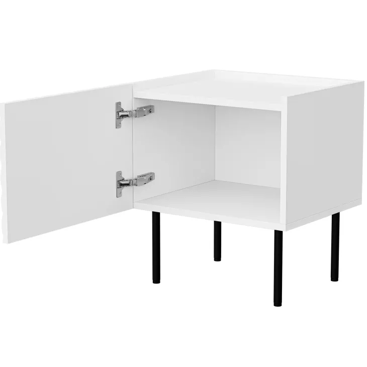 Set 2 comodini 47x52h cm 1 anta con frontali decorati bianco Daniele