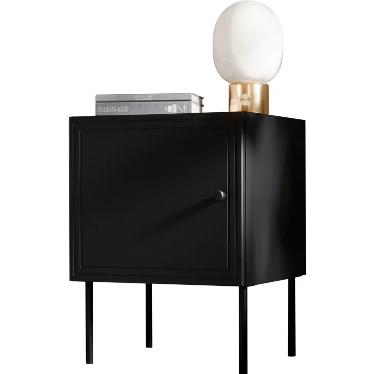 Set 2 comodini 45x59h cm 1 anta nero opaco Stark