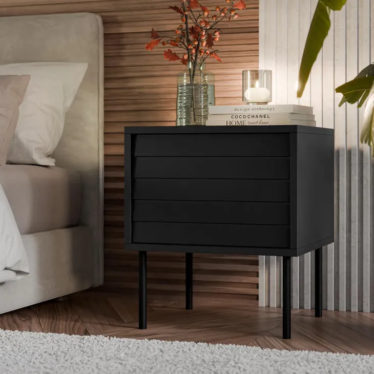 Set 2 comodini 45x51h cm 1 anta nero Wild