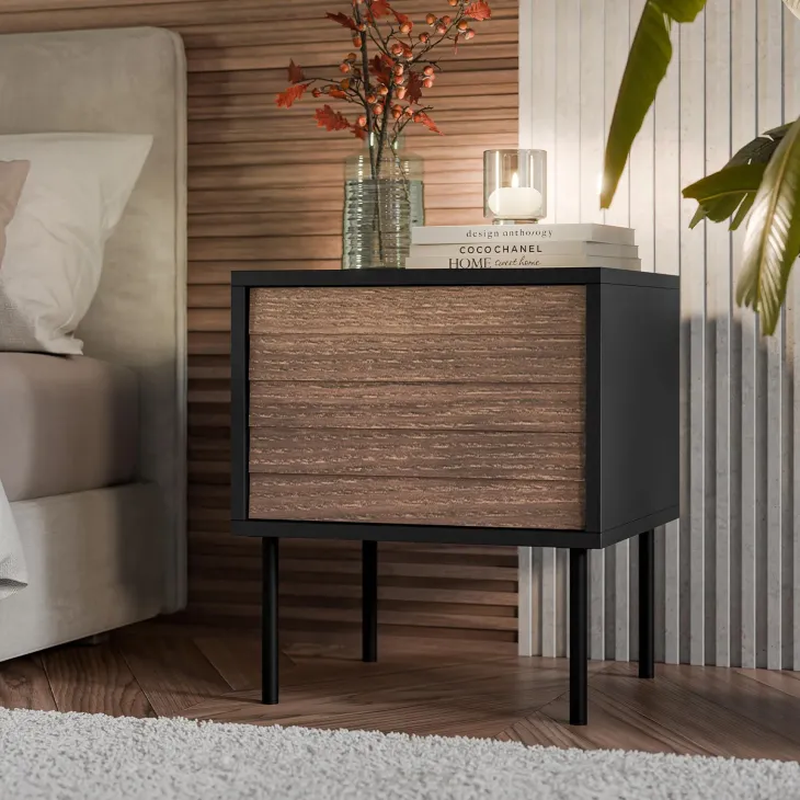 Set 2 comodini 45x51h cm 1 anta noce nero Wild