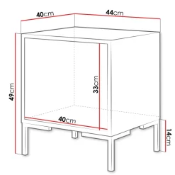 Set 2 comodini 44x49h cm 1 anta rovere nero Duble