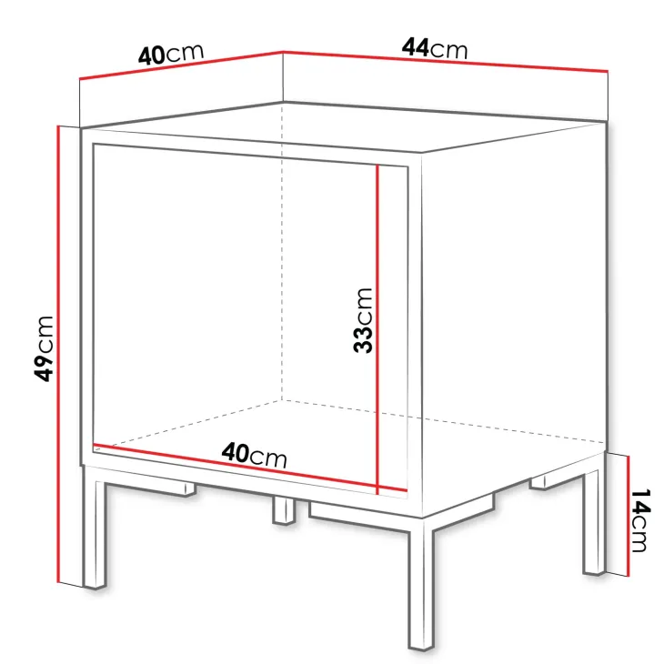 Set 2 comodini 44x49h cm 1 anta rovere nero Duble