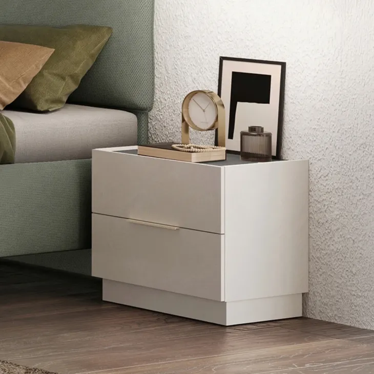 Set 2 comodini 50x42h cm 2 cassetti beige cashmere antracite Silky