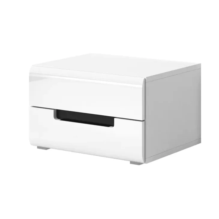 Set 2 comodini 52x35h cm 2 cassetti bianco lucido per camera Dubai Gihome®