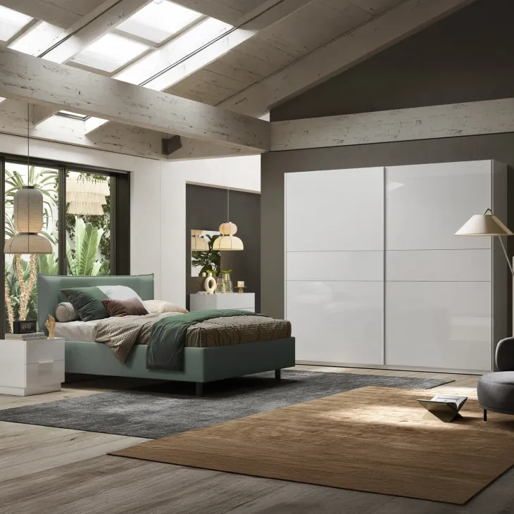 Set 2 comodini 50x52h cm 2 cassetti bianco lucido Silky
