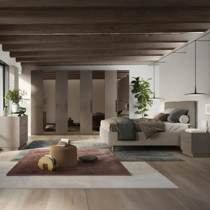 Set 2 comodini 50x52h cm 2 cassetti marrone bronzo rovere scuro Silky