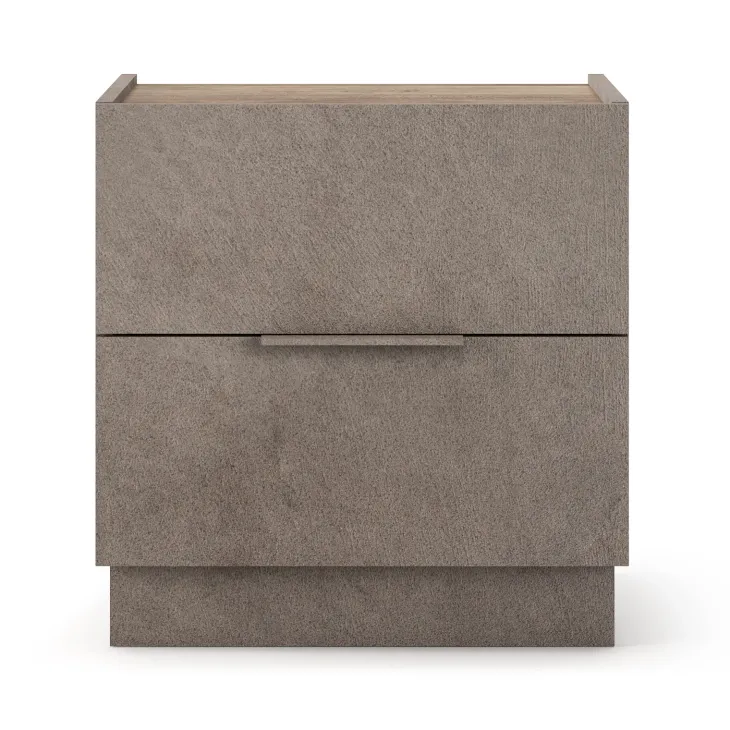 Set 2 comodini 50x52h cm 2 cassetti marrone bronzo rovere scuro Silky