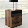 Set 2 comodini 46x56h cm 3 cassetti rovere scuro nero lucido Cortina Gihome®