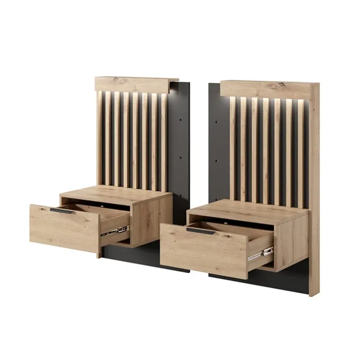 Set comodini 50x104h cm con cassetto rovere antracite Rubik