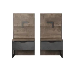 Set comodini 52x100h cm con led grigio quercia Dable