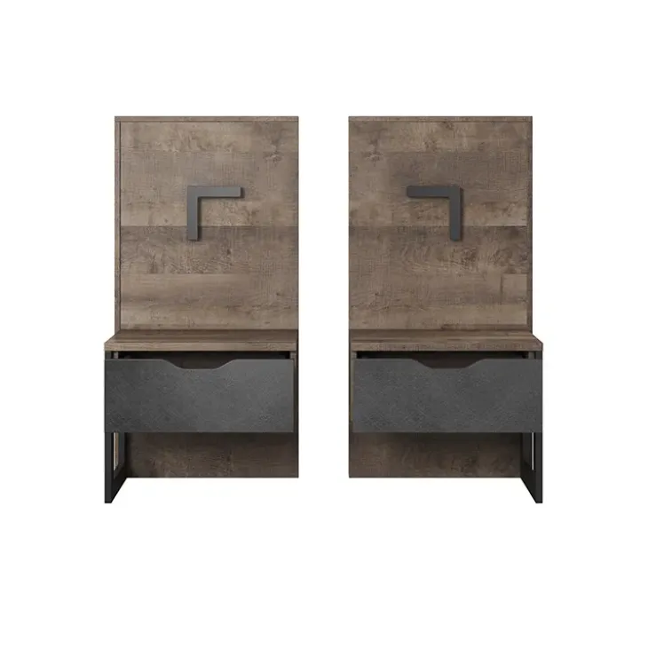 Set comodini 52x100h cm con led grigio quercia Dable