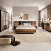 Set comodini 49x102h cm con led quercia nero Smooty