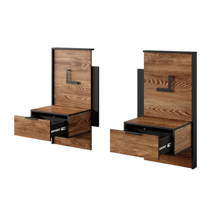 Set comodini 49x102h cm con led quercia nero Smooty