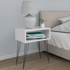 Set 2 comodini 45x59h cm moderni design industrial bianco Jamar