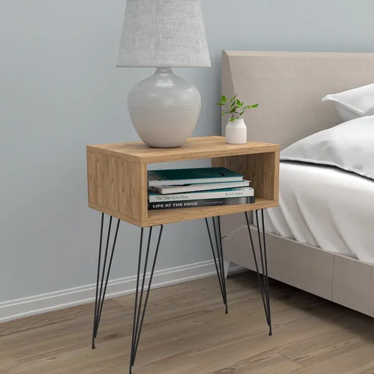Set 2 comodini 45x59h cm moderni design industrial rovere Jamar