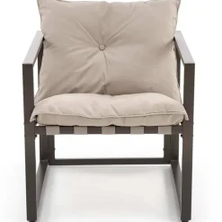 Set da giardino divano, poltrona, tavolino in vetro nero marrone Surat