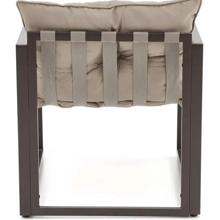 Set da giardino divano, poltrona, tavolino in vetro nero marrone Surat