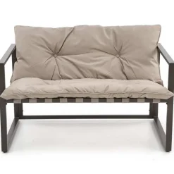 Set da giardino divano, poltrona, tavolino in vetro nero marrone Surat