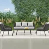Set da giardino divano, poltrona, tavolino in vetro grigio Dalian