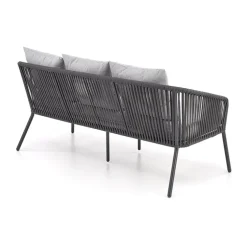 Set da giardino divano, poltrona, tavolino in vetro grigio Dalian