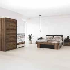 Set due comodini 46x56h cm moderni rovere scuro e nero Lisbona Gihome®
