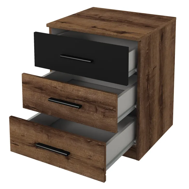 Set due comodini 46x56h cm moderni rovere scuro e nero Lisbona Gihome®