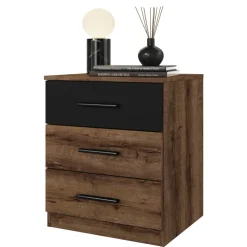 Set due comodini 46x56h cm moderni rovere scuro e nero Lisbona Gihome®