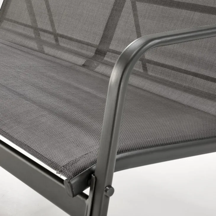 Set giardino relax 75x45cm 2 sedie divano e tavolino acciaio grigio Eden