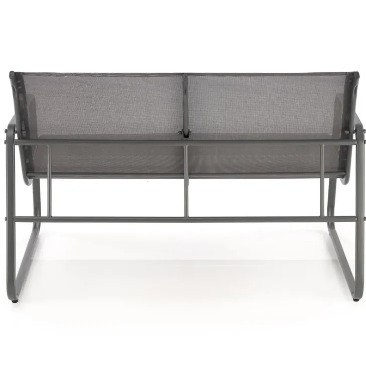 Set giardino relax 75x45cm 2 sedie divano e tavolino acciaio grigio Eden
