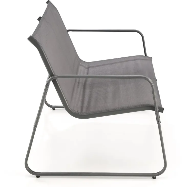 Set giardino relax 75x45cm 2 sedie divano e tavolino acciaio grigio Eden