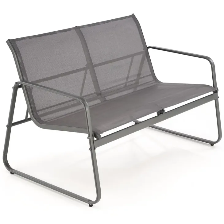 Set giardino relax 75x45cm 2 sedie divano e tavolino acciaio grigio Eden