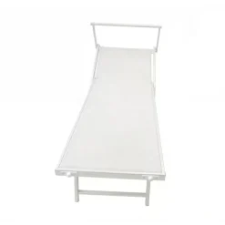 Set 2 lettini prendisole reclinabili in alluminio e textilene grigio chiaro con tettuccio Apollo