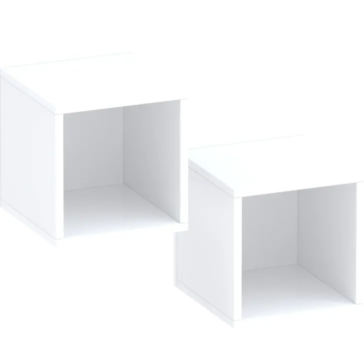 Set 2 mensole cubotti 28x29h cm pensili da parete bianco lucido Sunset
