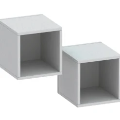 Set 2 mensole cubotti 28x29h cm pensili da parete grigio chiaro Sunset
