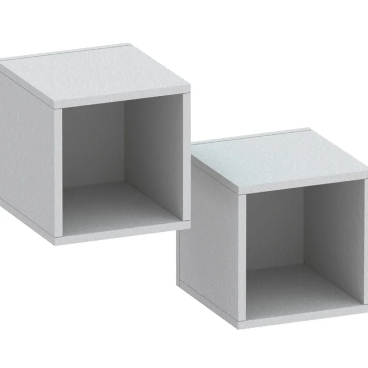 Set 2 mensole cubotti 28x29h cm pensili da parete grigio chiaro Sunset