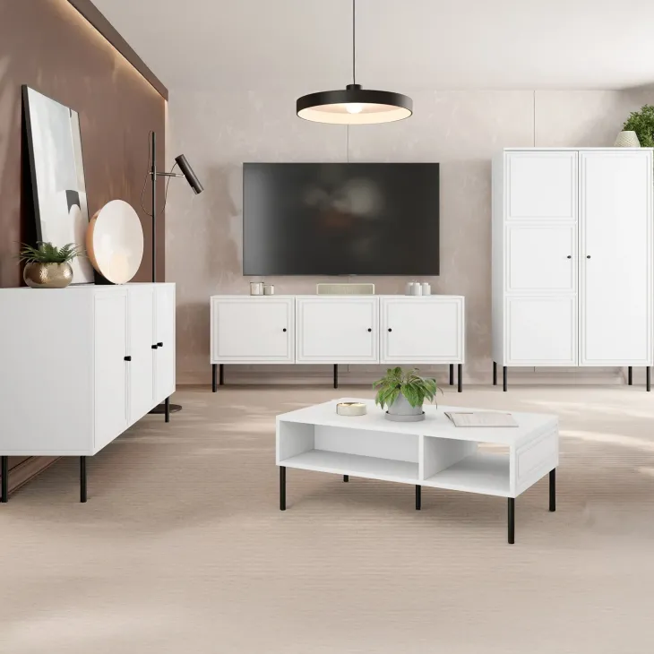 Set mobili soggiorno completo bianco opaco Stark 1