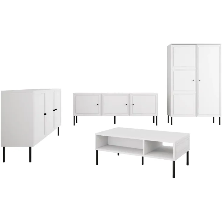 Set mobili soggiorno completo bianco opaco Stark 1