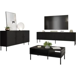 Set mobili soggiorno completo nero opaco Stark 2