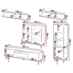 Set mobili soggiorno completo con frontali cannettati beige Ziggy 3